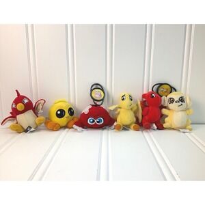 Neopets Plush Toy Lot 6pc McDonalds 2004 Red Yellow Vintage Collectible Clip On